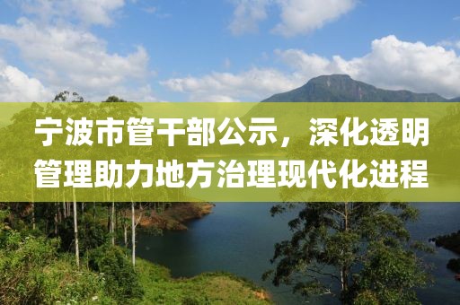 宁波市管干部公示，深化透明管理助力地方治理现代化进程