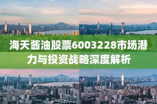 海天酱油股票6003228市场潜力与投资战略深度解析