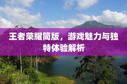王者荣耀简版，游戏魅力与独特体验解析